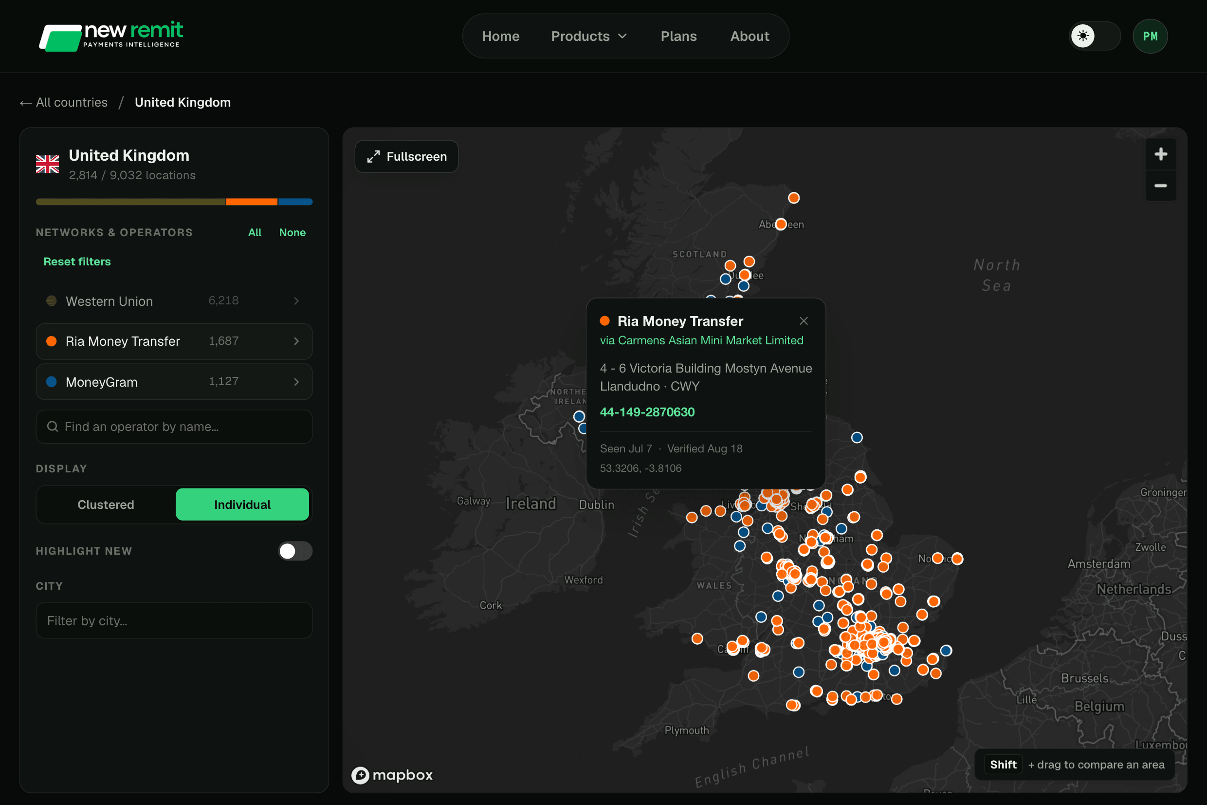 The live map, operator by operator — NewRemit agent network map